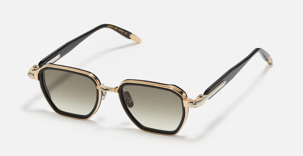 John Dalia Richy | C409 - Luxussonnenbrille mit goldenem Rahmen und graune Gläsern aus Titan.