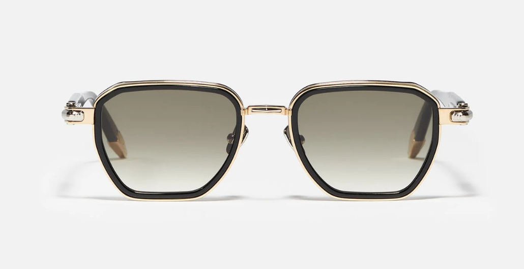 John Dalia Richy | C409 - Luxussonnenbrille mit goldenem Rahmen und graune Gläsern aus Titan.