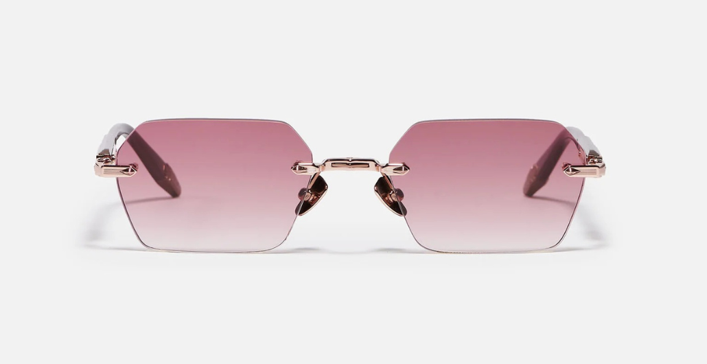 John Dalia R03 | C460 - Luxussonnenbrille mit Roségold Rahmen und rosa Gläsern.