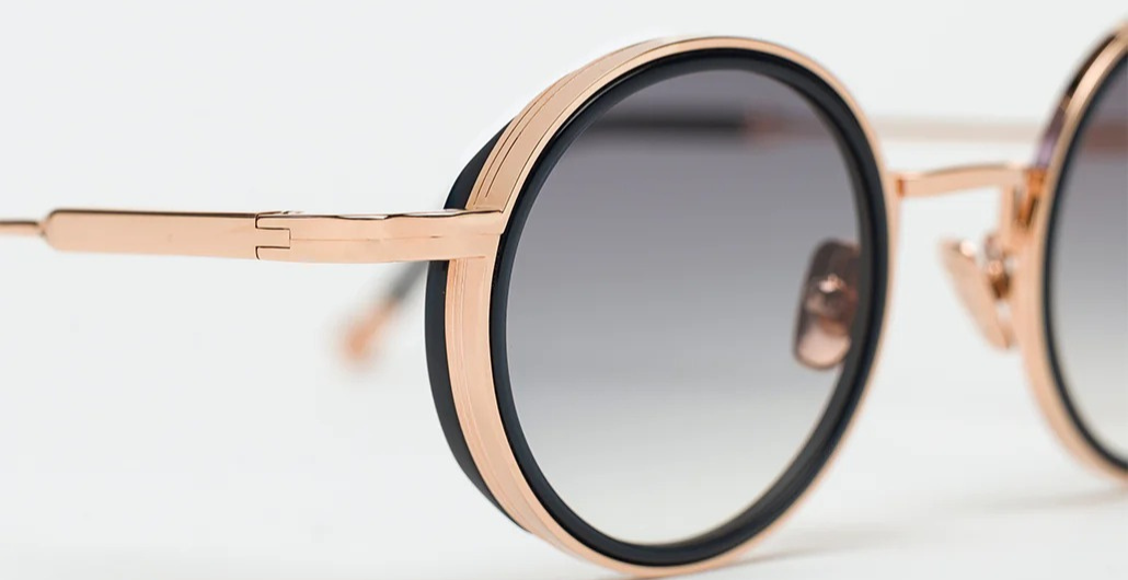John Dalia Daniel | C140 Runde Luxus-Sonnenbrille mit goldenem Rahmen und grauen Gläsern