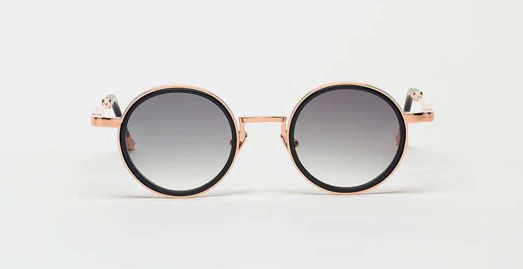 John Dalia Daniel | C140 Runde Luxus-Sonnenbrille mit goldenem Rahmen und grauen Gläsern