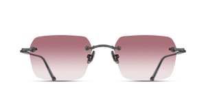 Matsuda M5008 | Matte Black - Eckige Luxussonnenbrille mit schwarzen Rahmen und rosa Gläsern handgemacht in Japan 