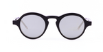 Thom Browne 926A | 001 runde Luxus-Sonnenbrille mit schwarzem Rahmen und blauen Gläsern