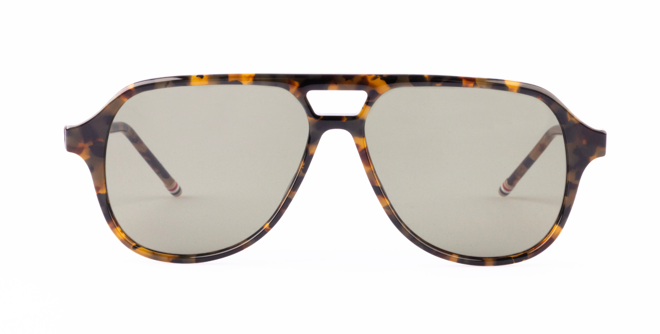 Thom Browne 927A | 205 Piloten Luxus-Sonnebrille mit braunem Rahmen und grünen Gläsern