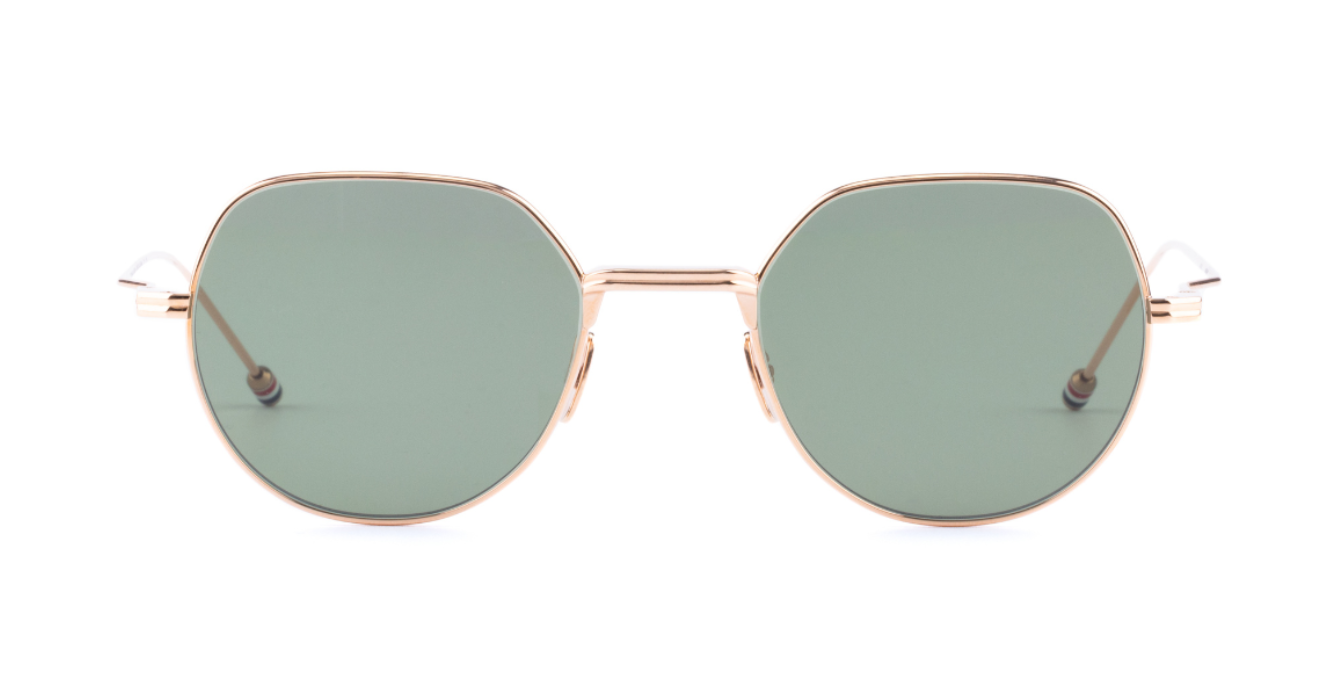 thom browne 935A | 710  Rechteckige Sonnenbrille mit schwarzem Rahmen und blauen Gläsern