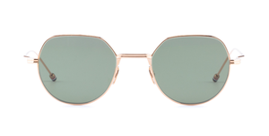 thom browne 935A | 710  Rechteckige Sonnenbrille mit schwarzem Rahmen und blauen Gläsern