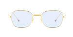 Thom Browne 936b 712 Rechteckige Sonnenbrille mit goldfarbenem Rahmen und hellblauen Gläsern