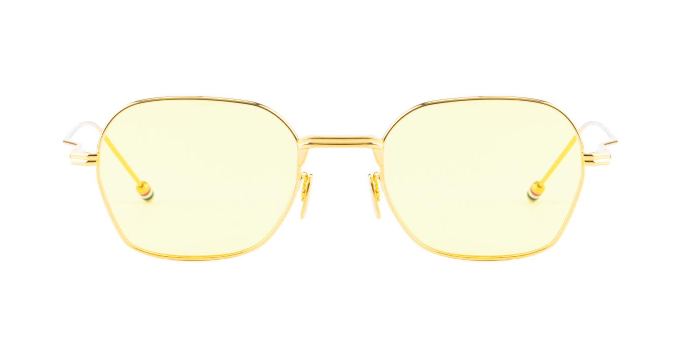 Thom Browne 936C | 712 Rechteckige Sonnenbrille mit goldfarbenem Rahmen und hellgelben Gläsern