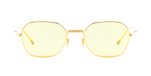 Thom Browne 936C | 712 Rechteckige Sonnenbrille mit goldfarbenem Rahmen und hellgelben Gläsern