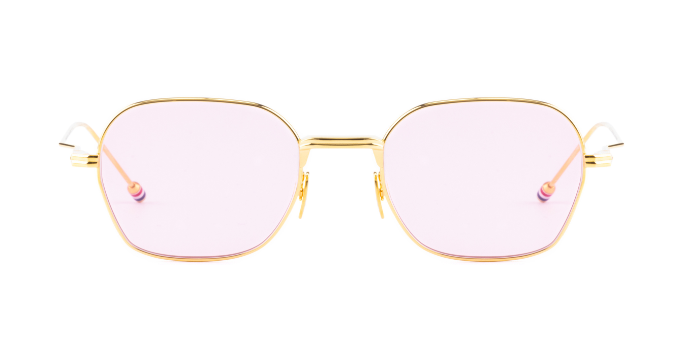 Thom Browne 936D 712 Sonnenbrille in Gold und Rosa - in Japan hergestellte Luxusbrille aus Titan