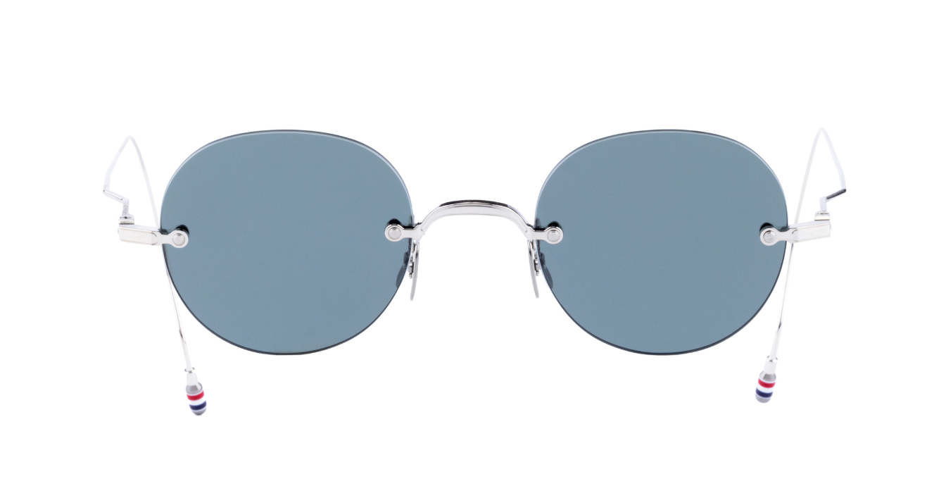 Thom Browne 937a 045 Runde Sonnenbrille Rahmenlos und blauen Gläsern