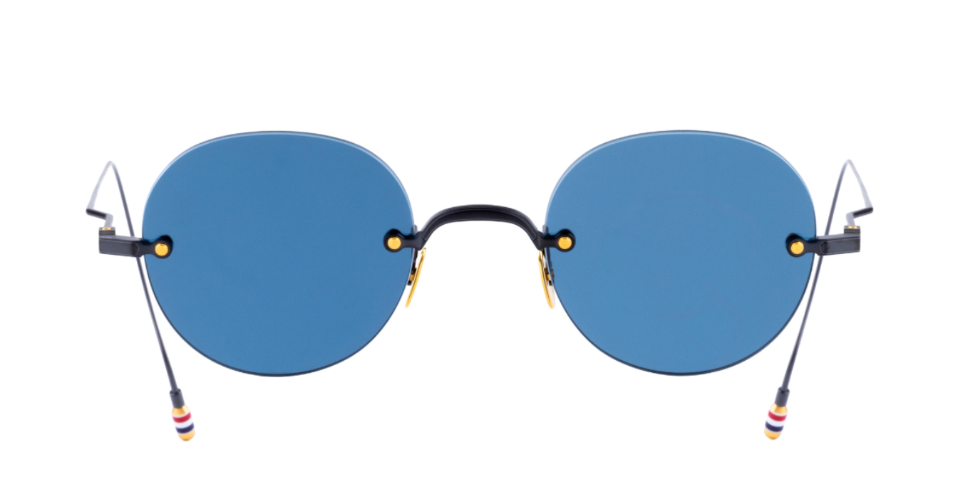 thom browne 937a 005 Runde Sonnenbrille mit Rahmenlos mit blauen Gläsern