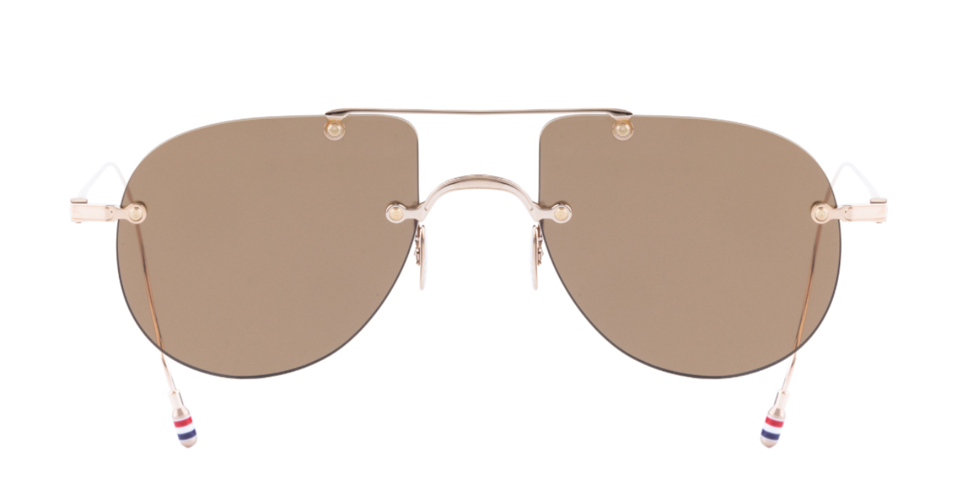 thom browne 939a 711 Piloten Sonnenbrille Rahmenlos mit braunen Gläsern