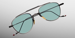 jacques marie mage flynn paon aviator sonnenbrille aus titan in schwarz mit türkisen gläsern