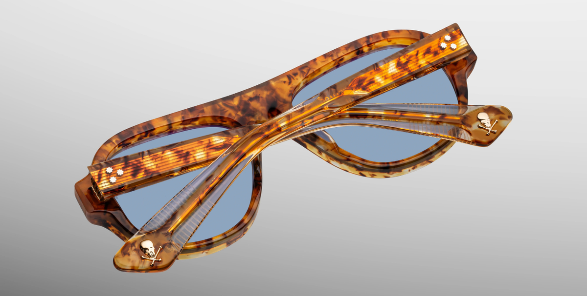 jacques marie mage the player bunker 77 cairo acetatsonnenbrille in havana mit blauen gläsern