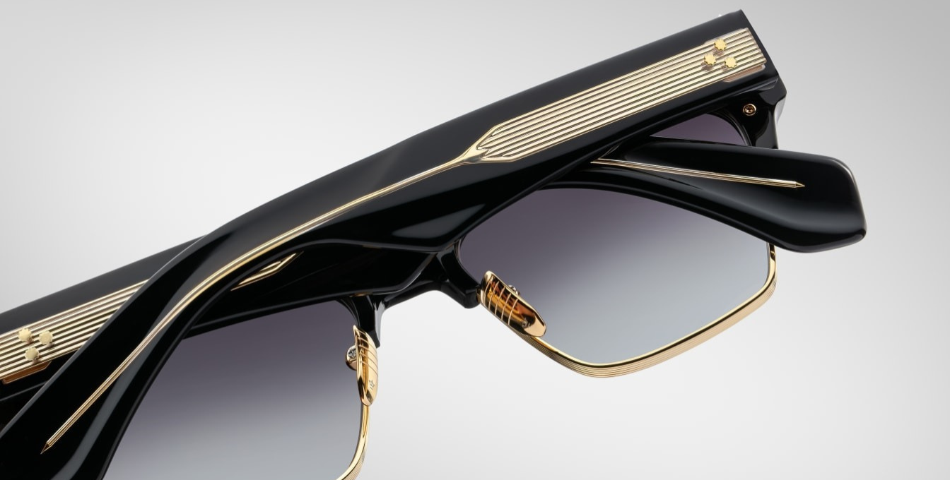 jacques marie mage bugsy ecplise2 cateye sonnenbrille in schwarz und gold mit dunkel grauen verlaufsgläsern
