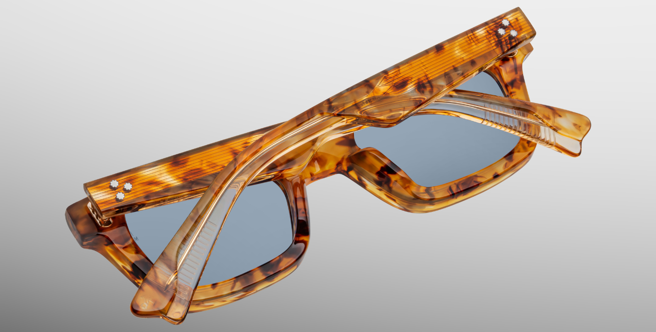 Jacques marie mage casablanca cairo eckige sonnenbrille in havana mit blauen gläsern