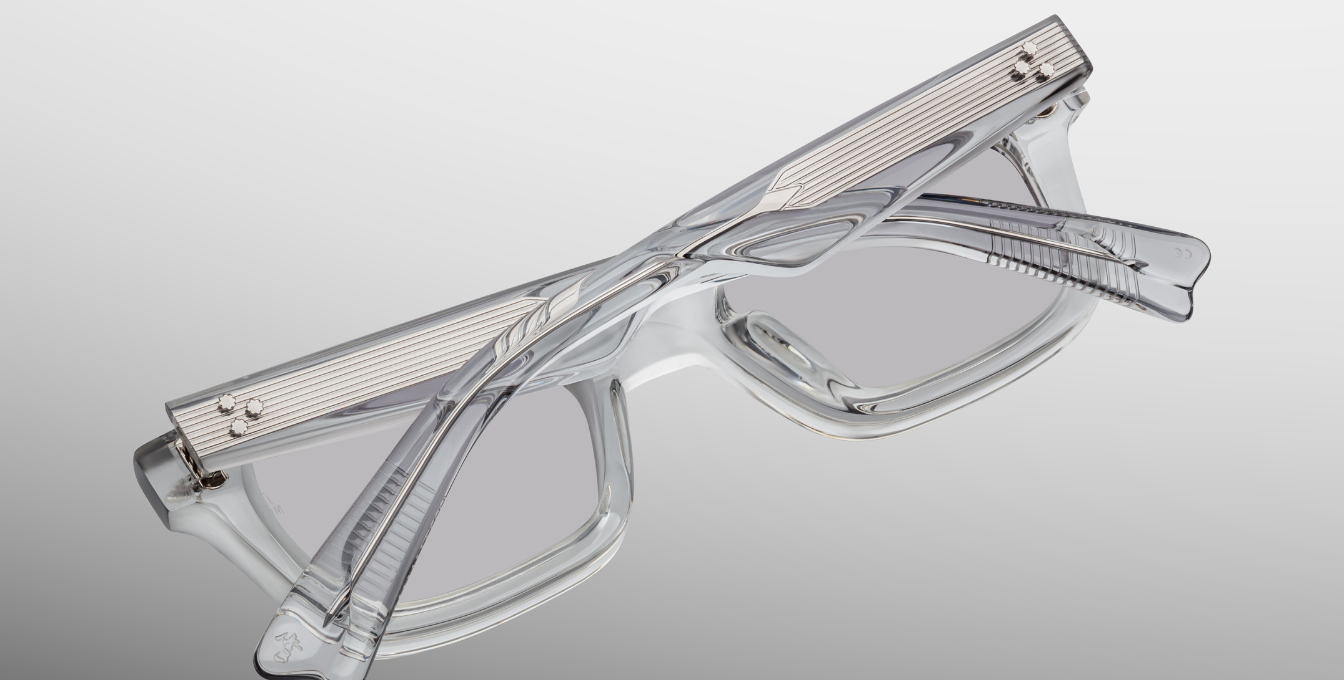 jacques marie mage casablanca sulfur eckige sonnenbrille aus acetat in grau transparent mit grauen gläsern