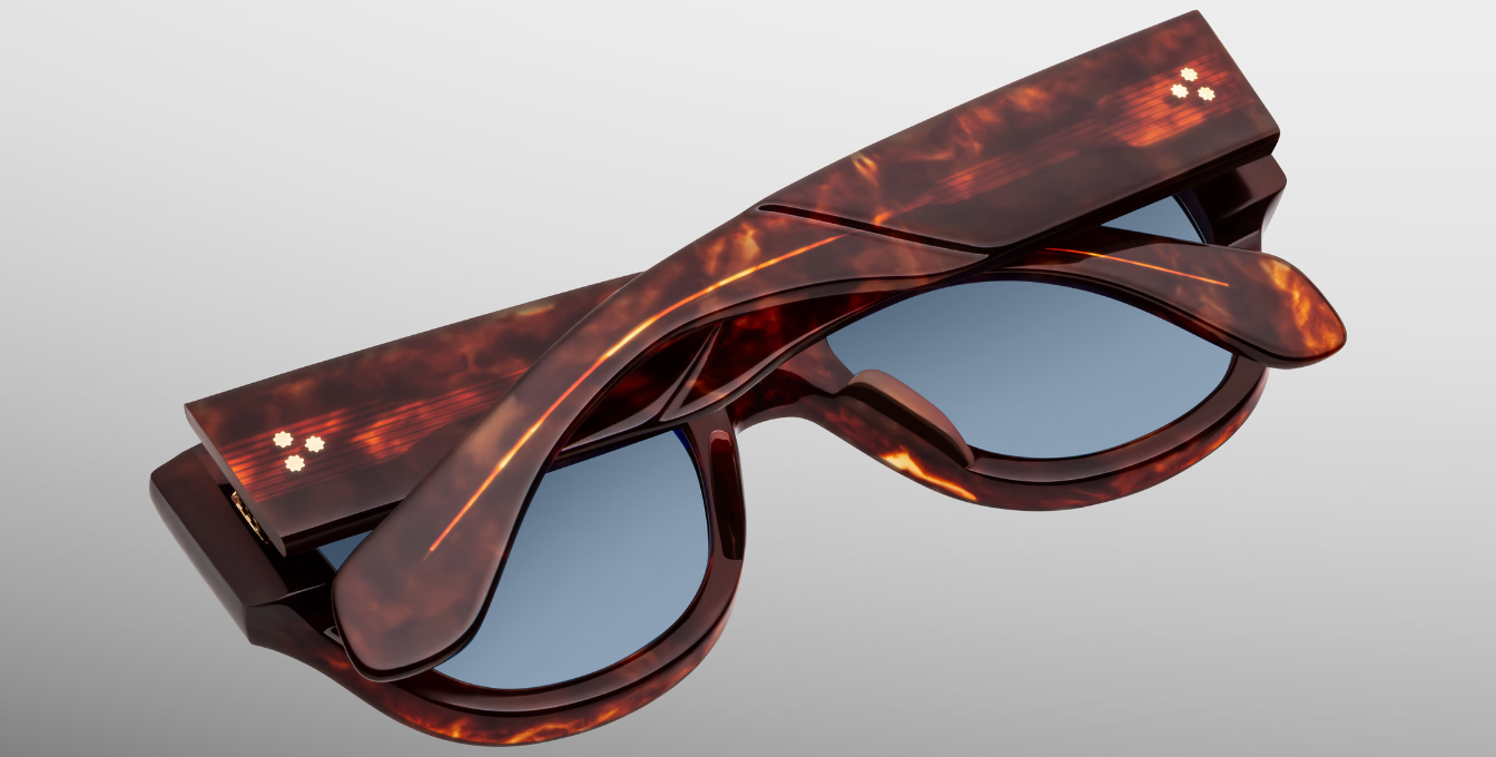 jacques marie mage chelsea breccia eckige sonnenbrille in havana mit blauen gläsern