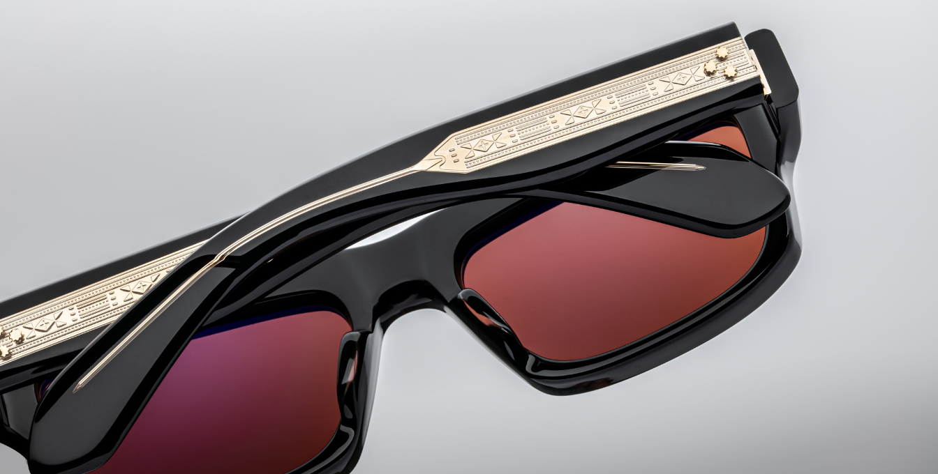 jacques marie mage cleavon 57 ecplise 2 eckige sonnenbrille in schwarz mit roten gläsern