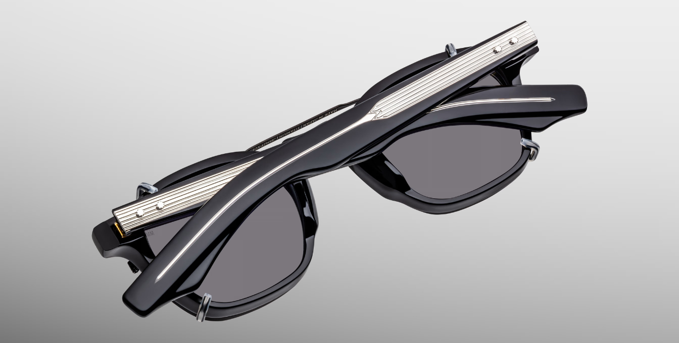 jacques marie mage zephirin 47 clip on black eckiger sonnenclip aus titan in schwarz mit schwarzen gläsern, hergestellt in japan