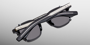 jacques marie mage zephirin 47 clip on black eckiger sonnenclip aus titan in schwarz mit schwarzen gläsern, hergestellt in japan