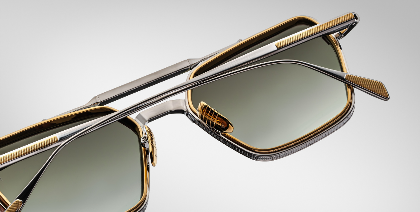 jacques marie mage commodore silver eckige sonnenbrille in silbe rund gold mit grünen verlaufsgläser