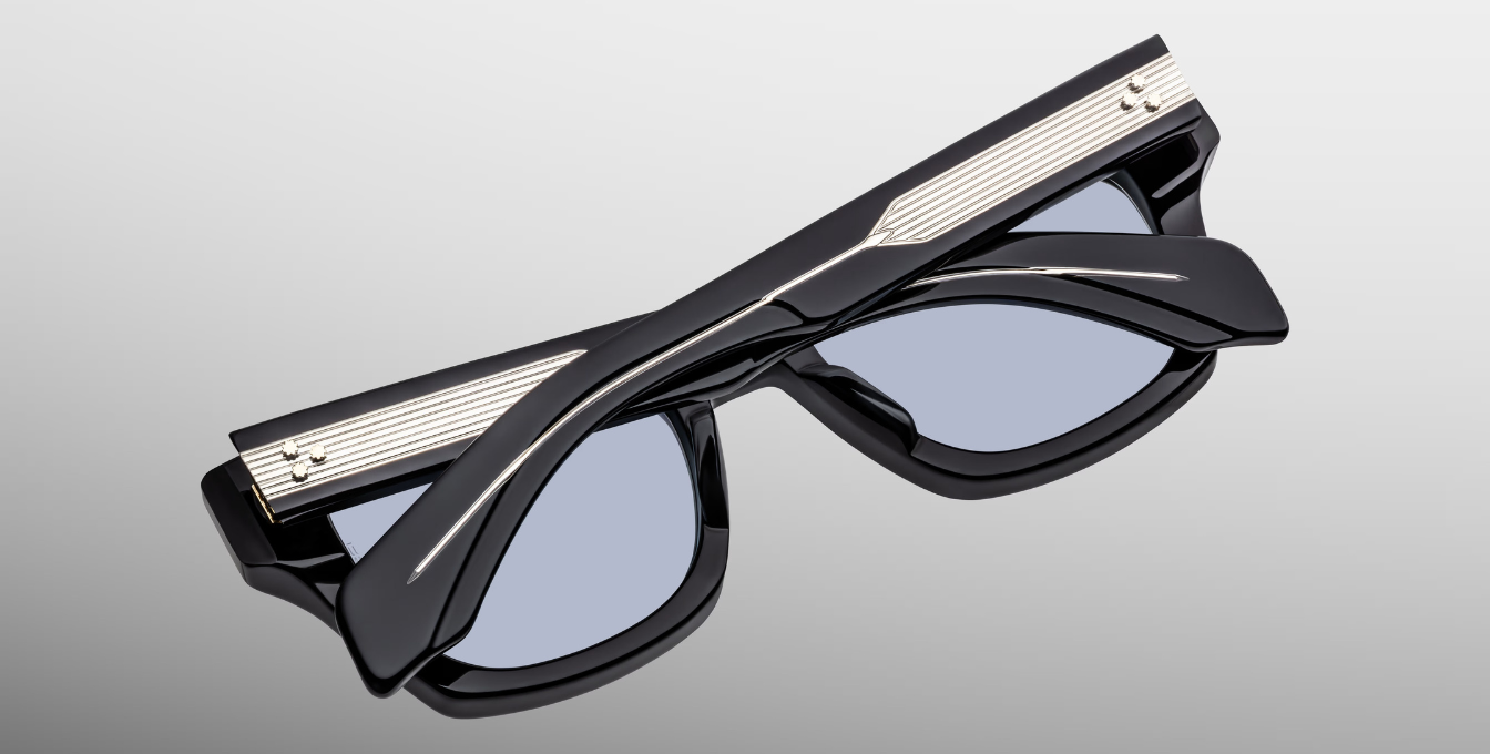 jacques marie mage dealan 53 obscure eckige sonnenbrille in einem dunklen blau mit hellblauen gläsern