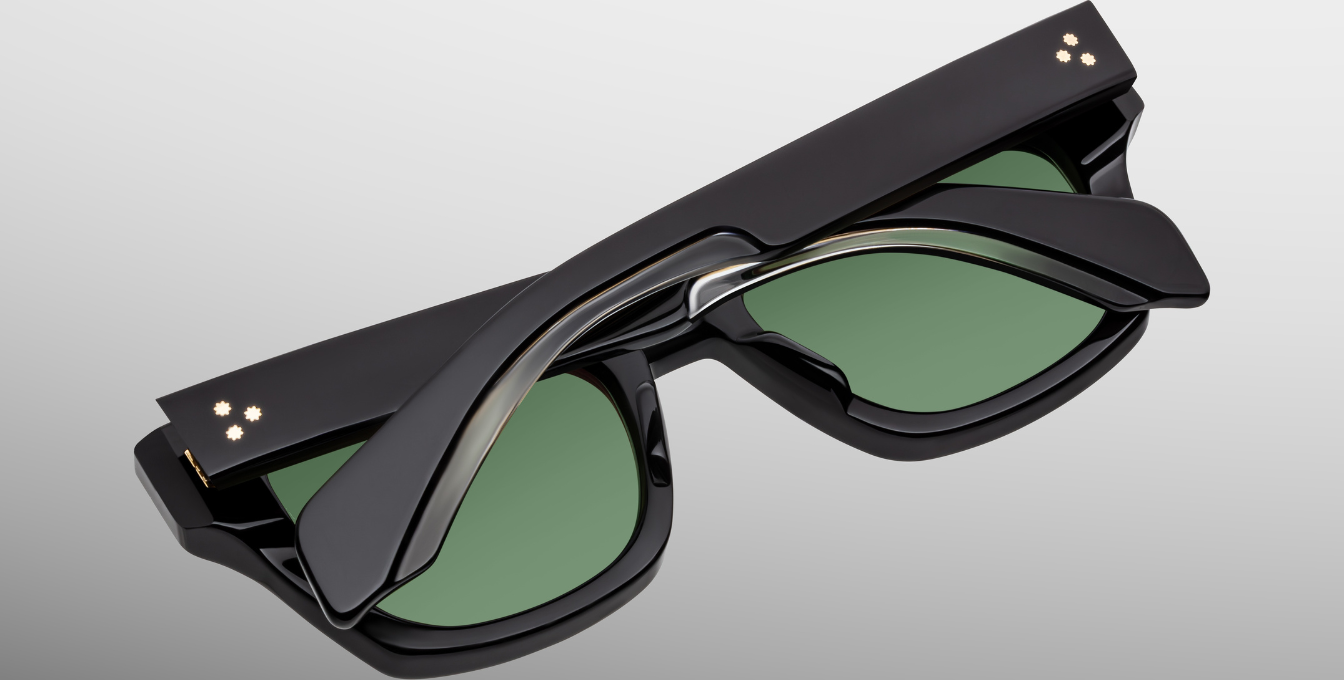 jacques marie mage dealan53 venom eckige sonnenbrille in schwarz mit grünen gläsern