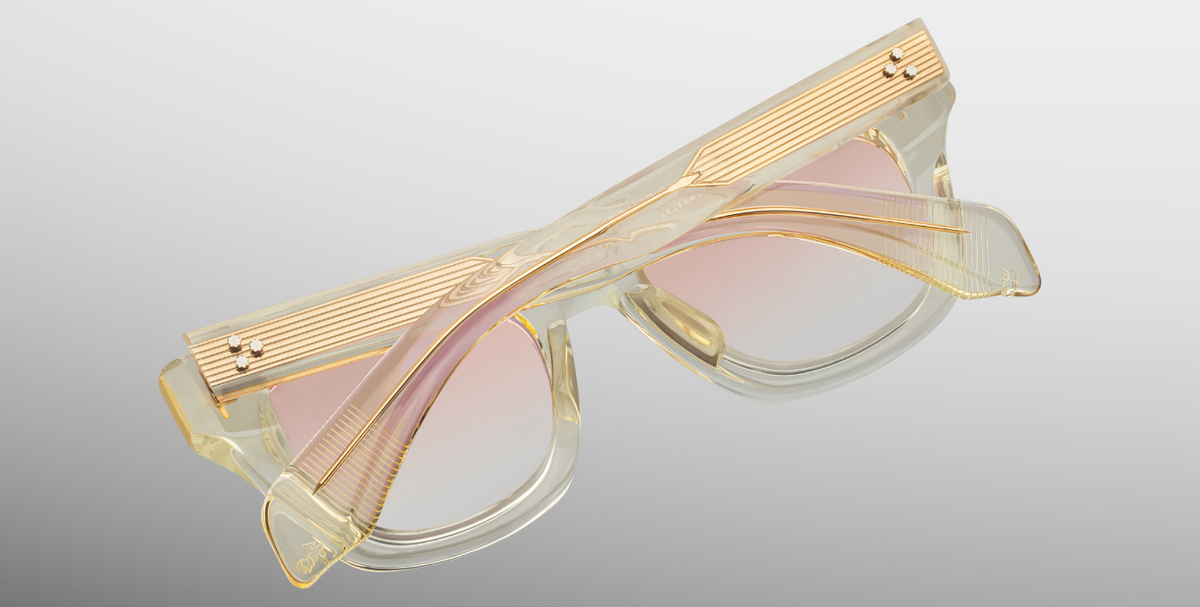 jacques marie mage dealan photochromic halo eckige beige fassung aus Acetat mit hellbrauen Verlaufsgläser