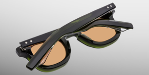 jacques marie mage devaux borneo eckige grüne sonnenbrille mit orangenen gläsern