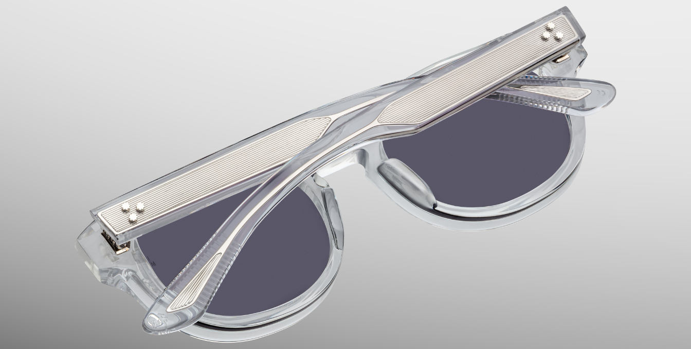 jacques marie mage dr.dream sulfur ovale sonnenbrille in grau transparent mit grauen gläsern