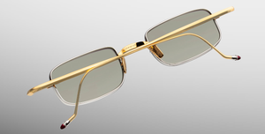 jacques marie mage dusk electrum eckige sonnenbrille aus titan in gold und silber mit grünen gläsern
