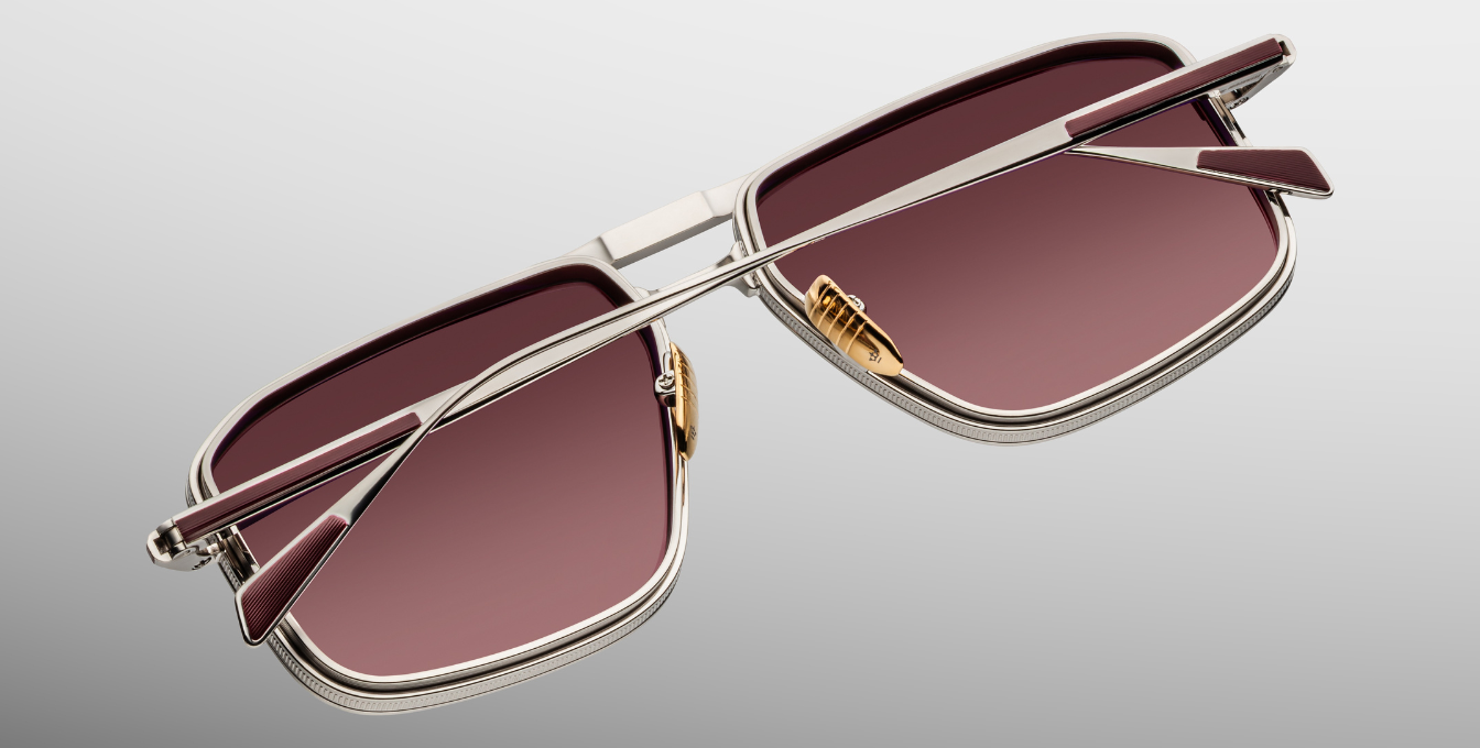 jacques marie mage earl bordeaux eckige sonnenbrille in silbe rund bordeaux mit roten gläsern