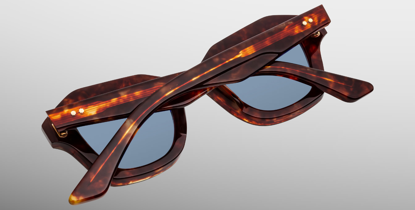 jacques marie mage eichler breccia eckige sonnenbrille in havana mit blauen gläsern