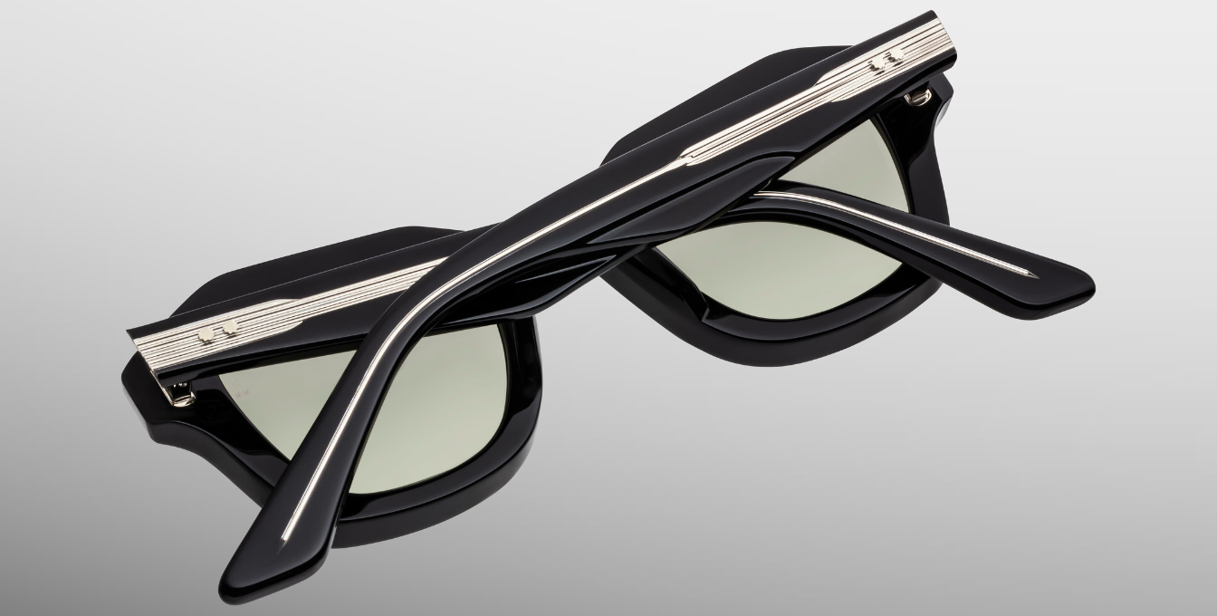 jacques marie mage eichler cobra eckicge sonnenbrille in schwarz mit grünen gläsern