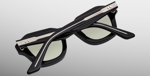 jacques marie mage eichler cobra eckicge sonnenbrille in schwarz mit grünen gläsern