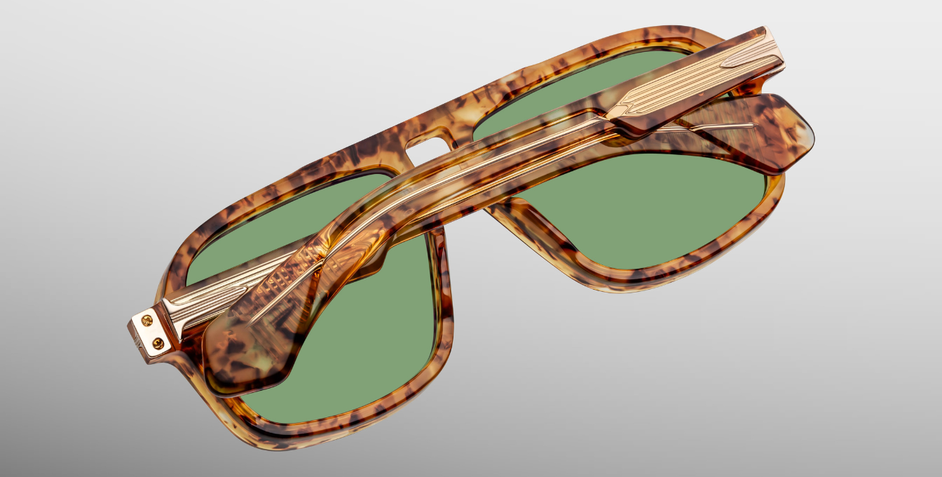 jacques marie mage elkhart vintage tort eckige sonnenbrille in havana mit grünen gläsern
