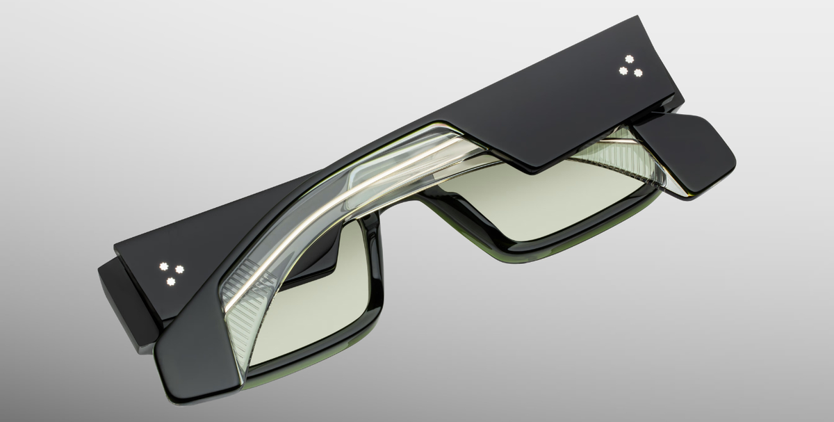 jacques marie mage engel borneo eckige sonnenbrille in grün aus acetat mit grünen gläsern