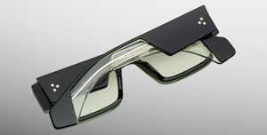 jacques marie mage engel borneo eckige sonnenbrille in grün aus acetat mit grünen gläsern