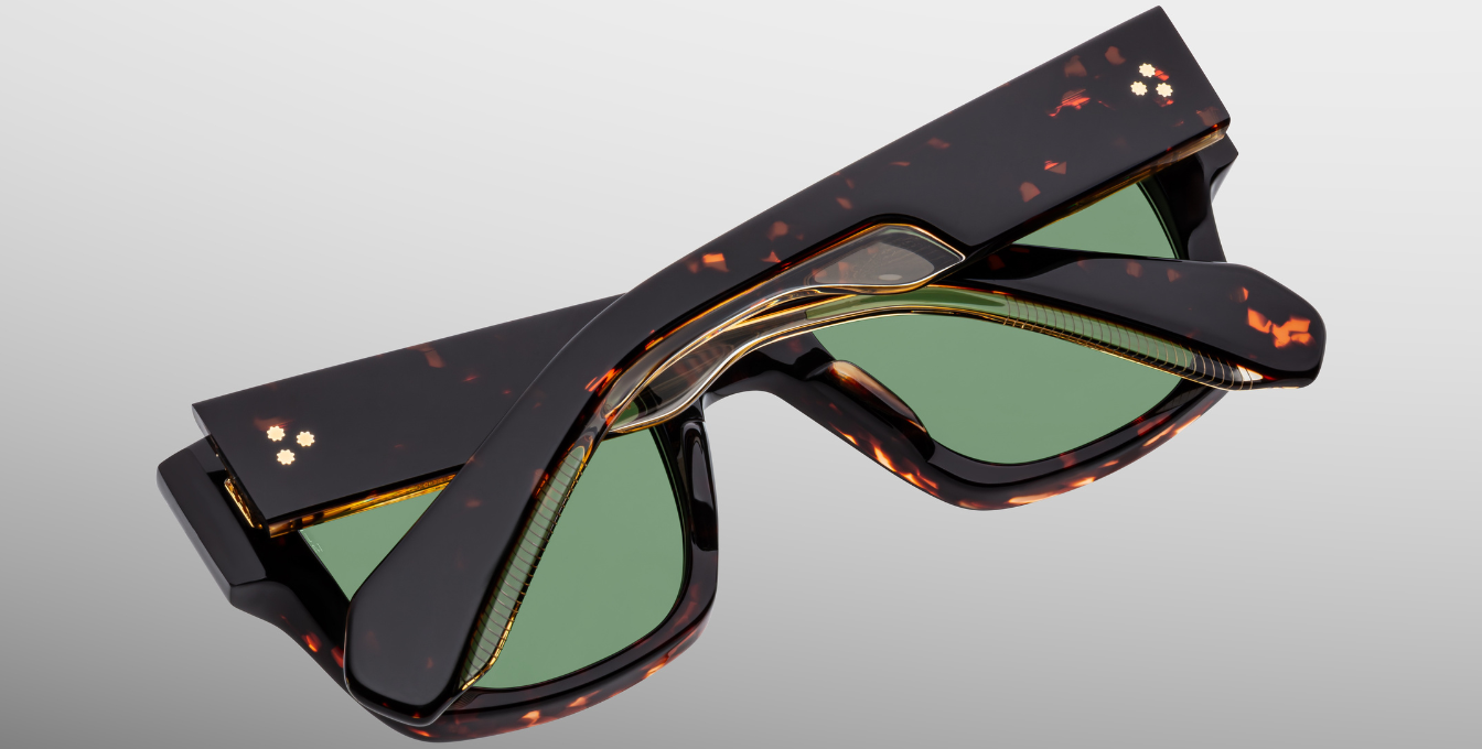 jacques marie mage enzo etna eckige sonnenbrille in havana mit grünen gläsern