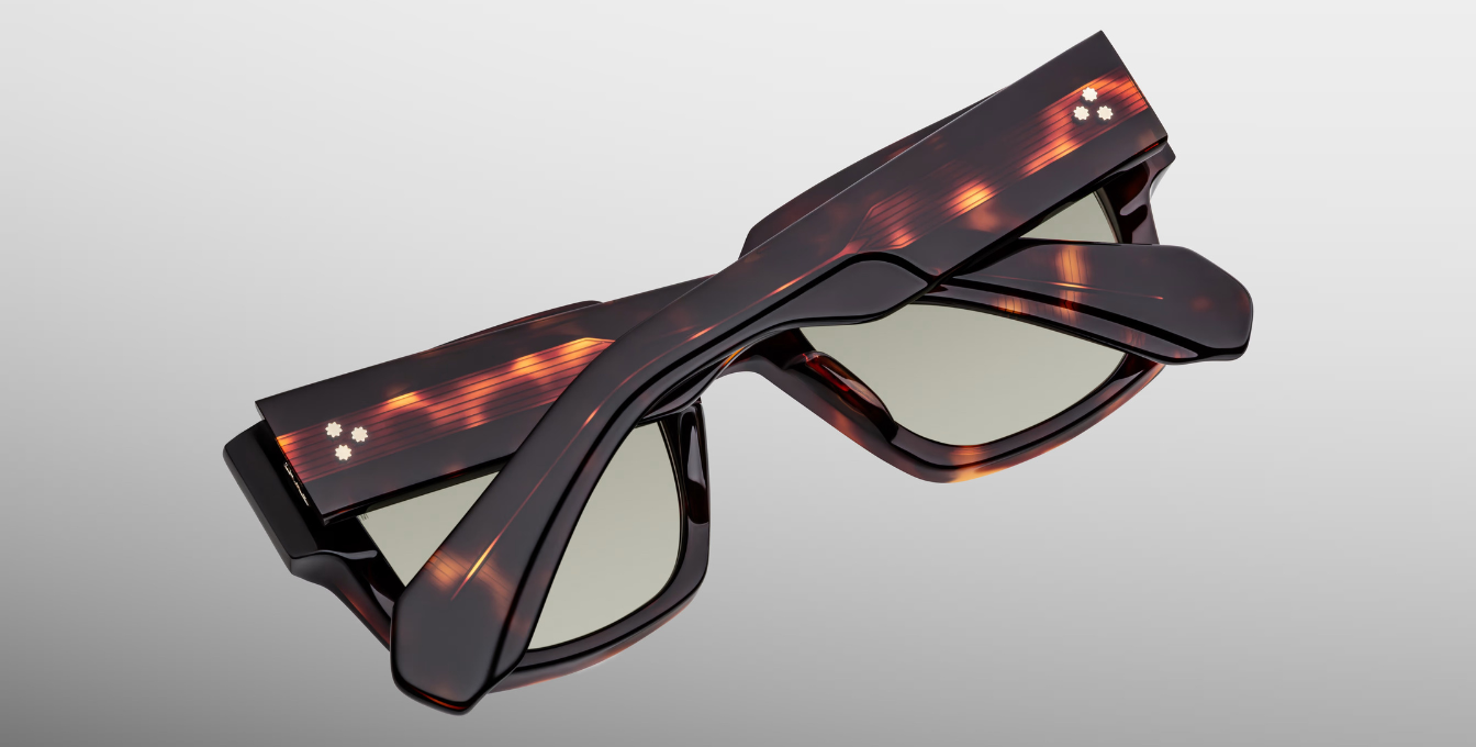 jacques marie mage enzo tenace eckige sonnenbrille in havana und grünen gläsern