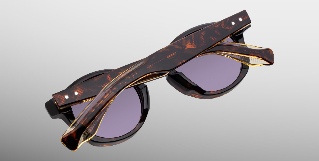 jacques marie mage felix 2 beau pantoförmige sonnenbrille in havana mit violetten gläsern