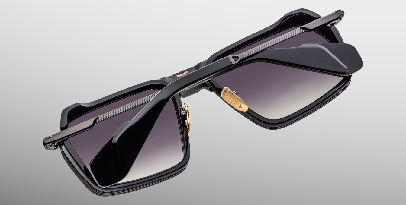 jacques marie mage gt-r bng eckige sonnenbrille in schwarz mit schwarzen verlaufsgläser