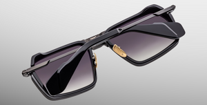 jacques marie mage gt-r bng eckige sonnenbrille in schwarz mit schwarzen verlaufsgläser