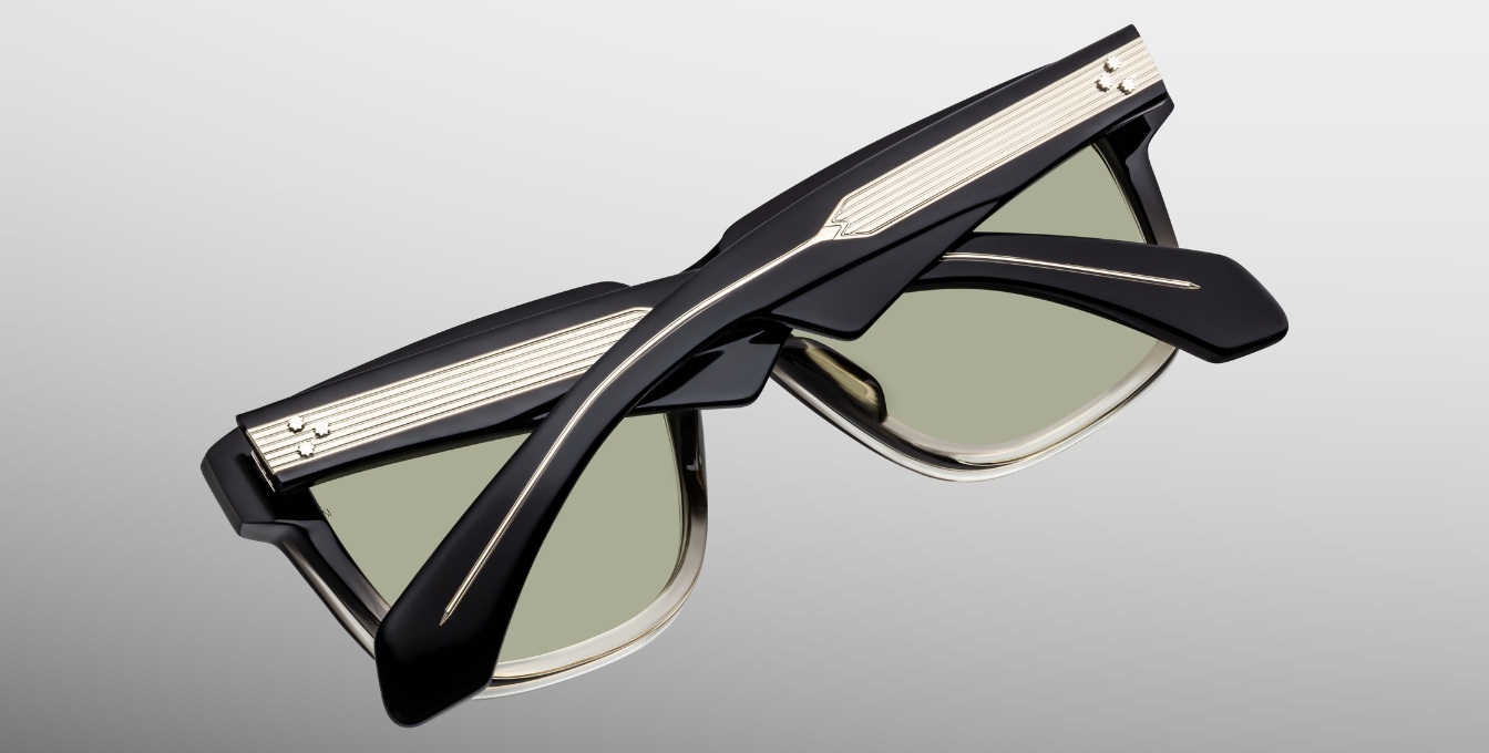jacques marie mage hyannis black fade eckige sonnenbrille in schwarz verlauf mit grünen gläsern