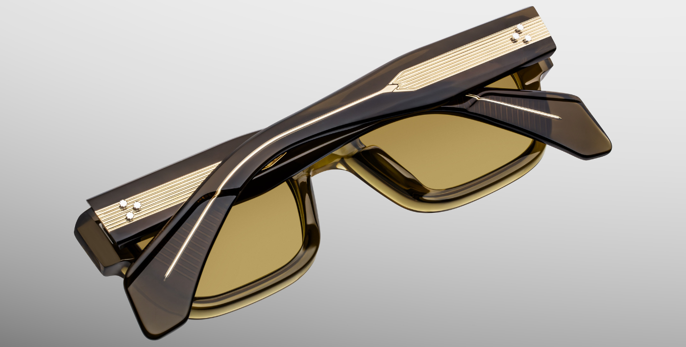 jacques marie mage jeff volvox eckige sonnenbrille in transparentem grün mit olive farbenen gläsern