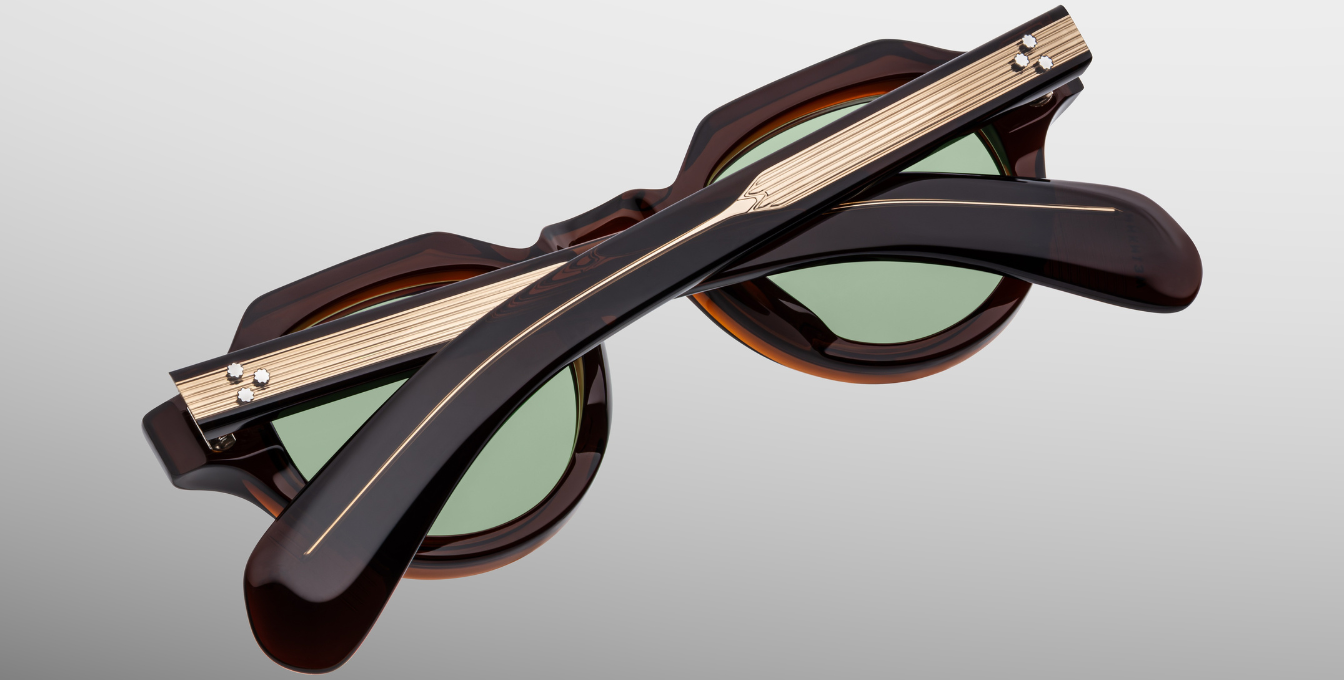 jacques marie mage kellerman zoltar pantoförmige acetatbrille in braun mit grünen gläsern