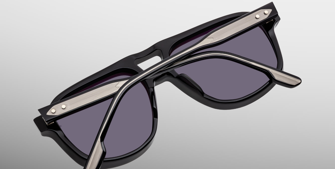 jacques marie mage leonard raven eckige sonnenbrille in schwarz mit grauen gläsern