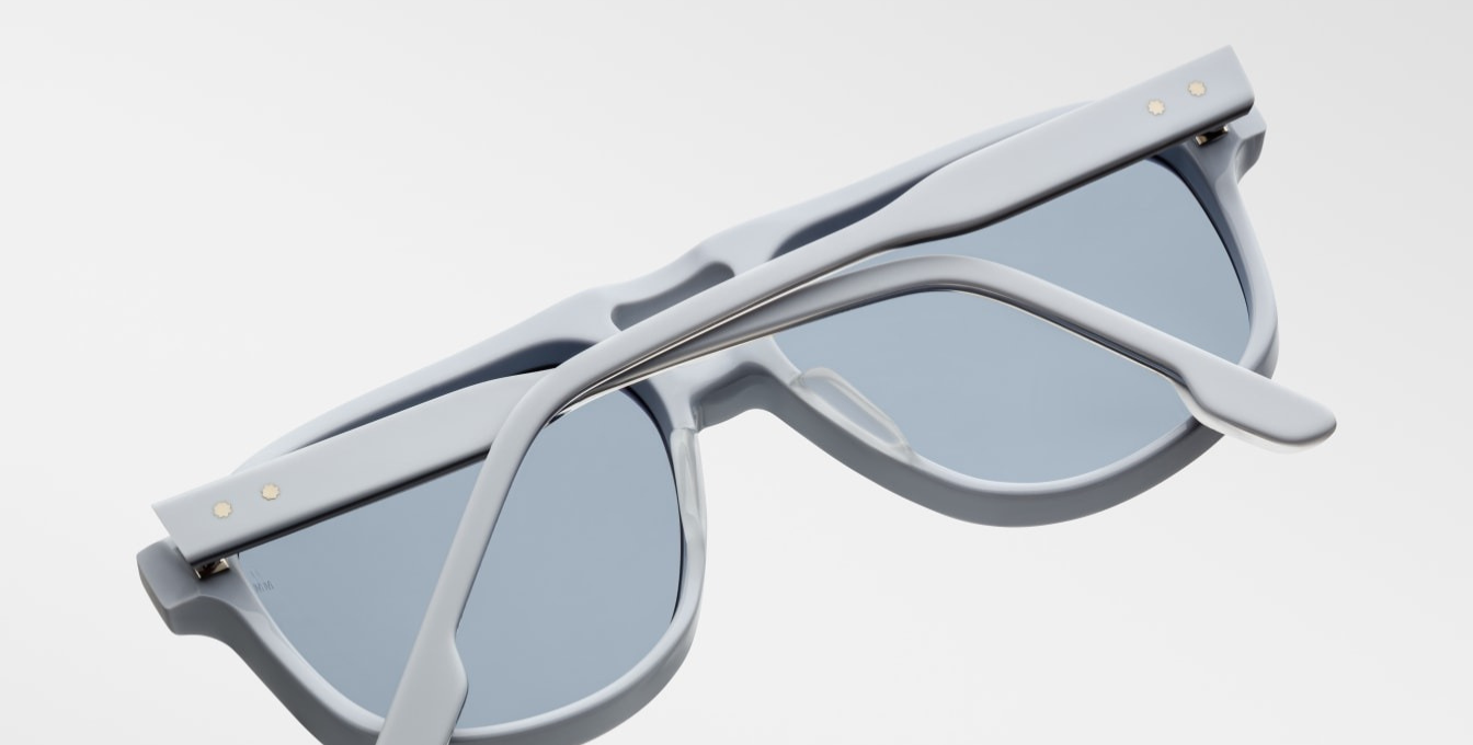 jacques marie mage leonard sky suede aviator sonnenbrille in matt blau mit blauen gläsern